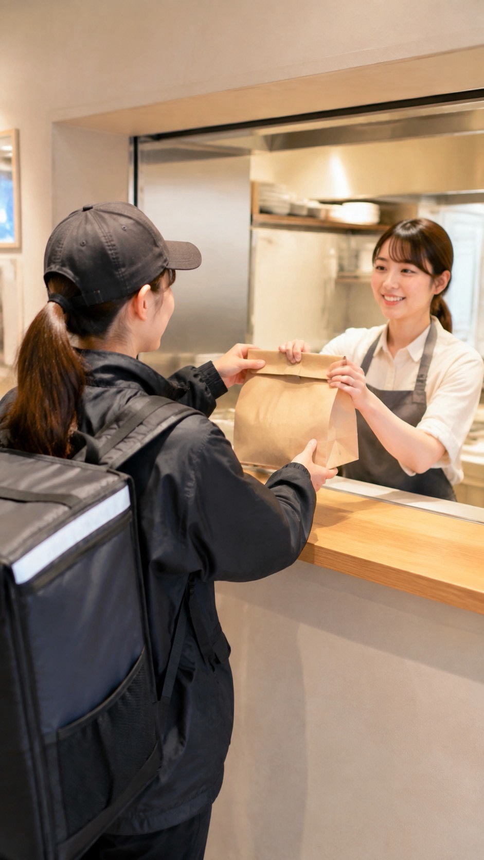 商品を受け取るデリバリースタッフ